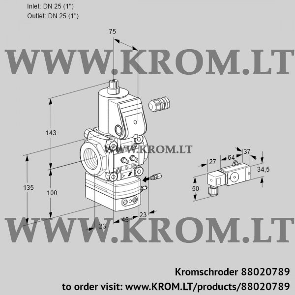 Kromschroder VAH 125R/NWAE, 88020789 flow rate regulator, 88020789