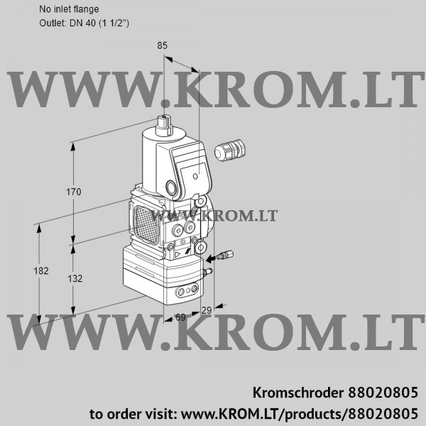 Kromschroder VAH 2-/40R/NWAE, 88020805 flow rate regulator, 88020805