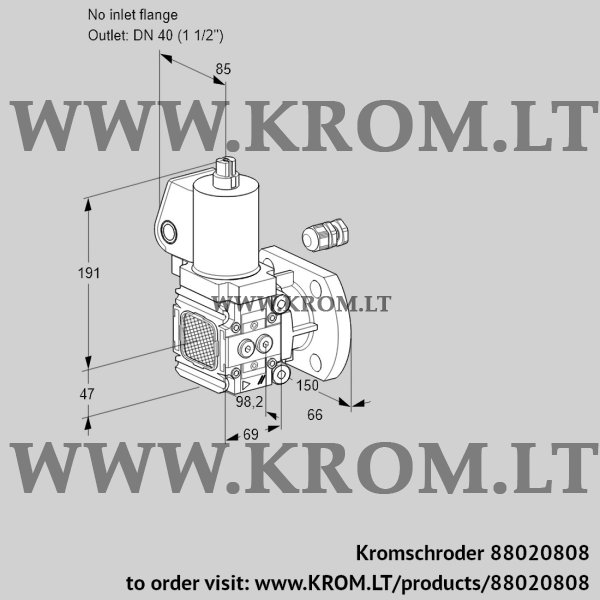 Kromschroder VAS 2-/40F/NWSL, 88020808 gas solenoid valve, 88020808