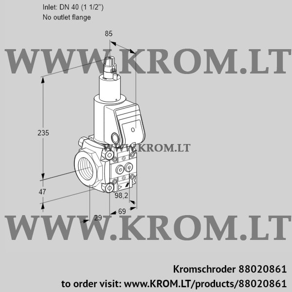 Kromschroder VAS 2T40/-N/LQ, 88020861 gas solenoid valve, 88020861