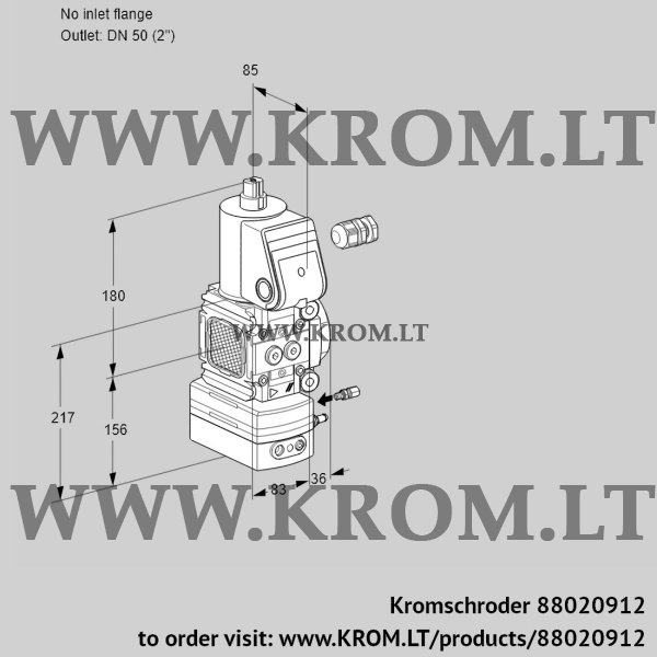 Kromschroder VAH 3-/50R/NQAE, 88020912 flow rate regulator, 88020912