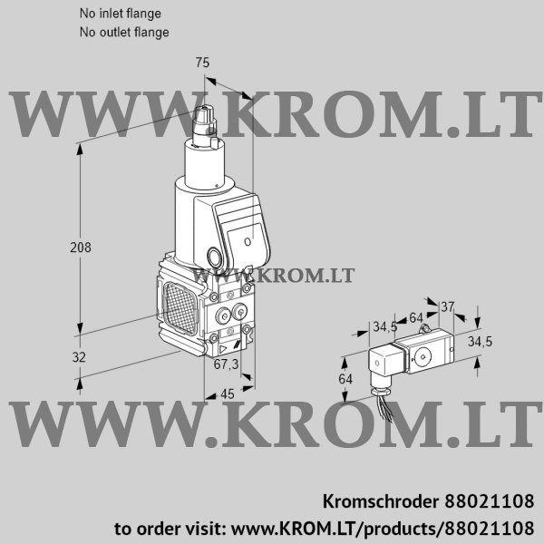 Kromschroder VAS 1T-N/LQ, 88021108 gas solenoid valve, 88021108