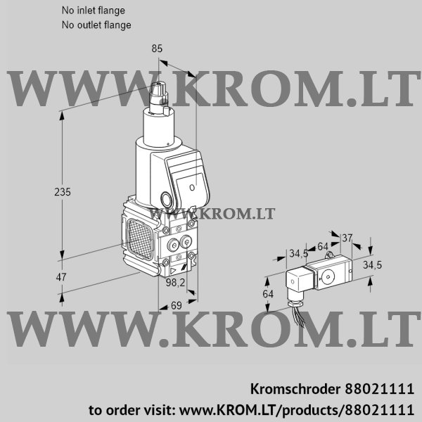 Kromschroder VAS 2T-N/LQ, 88021111 gas solenoid valve, 88021111