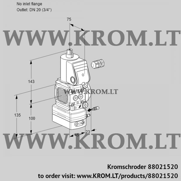 Kromschroder VAH 1-/20R/NWAE, 88021520 flow rate regulator, 88021520
