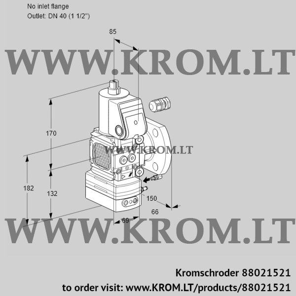 Kromschroder VAH 2-/40F/NWAE, 88021521 flow rate regulator, 88021521