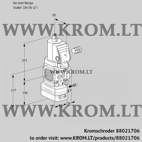 Kromschroder VAH 3-/50R/NWGRAE, 88021706 flow rate regulator, 88021706