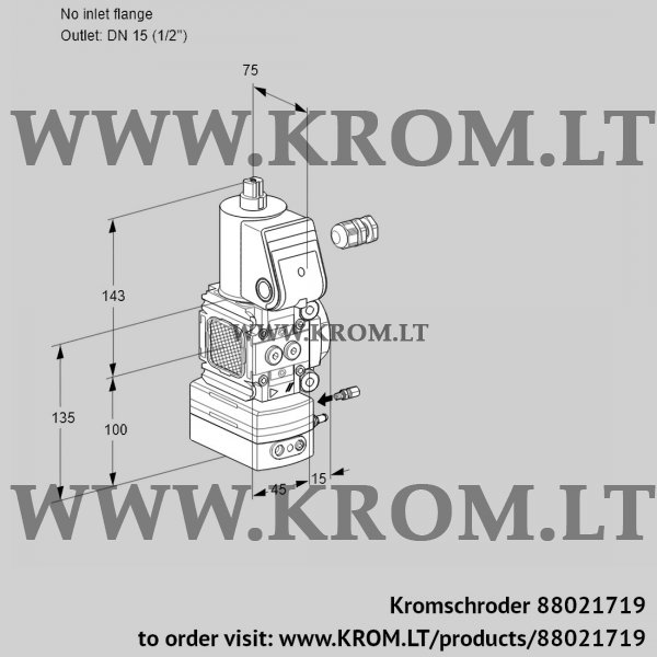 Kromschroder VAH 1-/15R/NWBE, 88021719 flow rate regulator, 88021719
