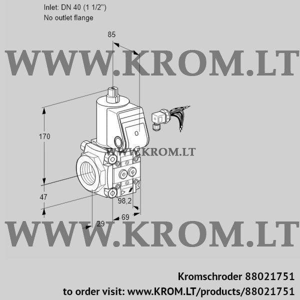 Kromschroder VAS 240/-R/NK, 88021751 gas solenoid valve, 88021751