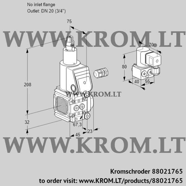 Kromschroder VAS 1-/20R/LW, 88021765 gas solenoid valve, 88021765