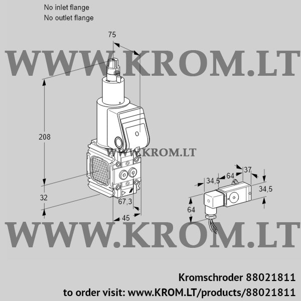 Kromschroder VAS 1T-N/LQ, 88021811 gas solenoid valve, 88021811