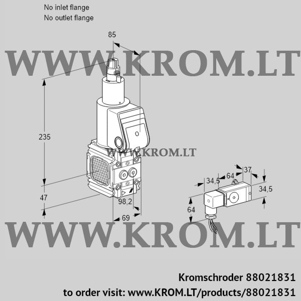 Kromschroder VAS 2T-/LQ, 88021831 gas solenoid valve, 88021831