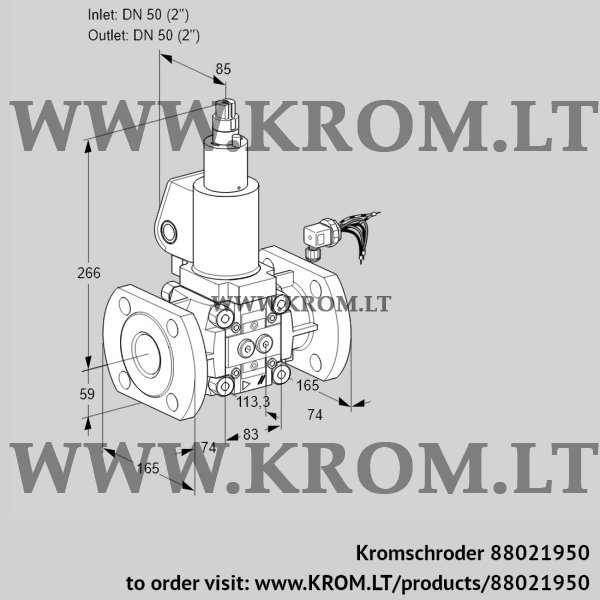 Kromschroder VAS 350F/LWGL, 88021950 gas solenoid valve, 88021950