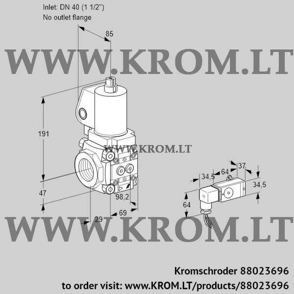 Kromschroder VAS 2T40/-N/NQSL, 88023696 gas solenoid valve, 88023696