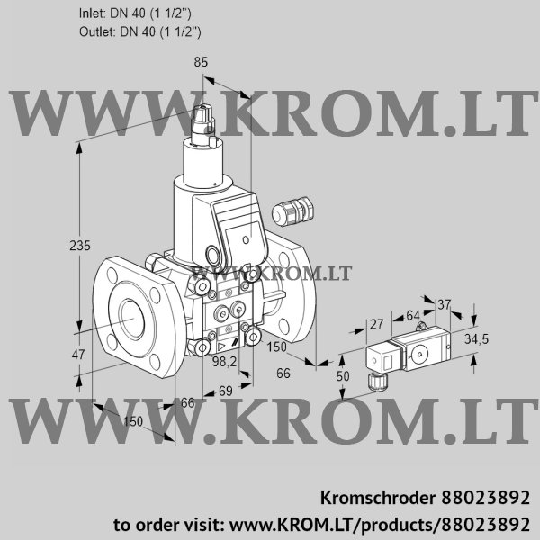 Kromschroder VAS 240F/LW, 88023892 gas solenoid valve, 88023892