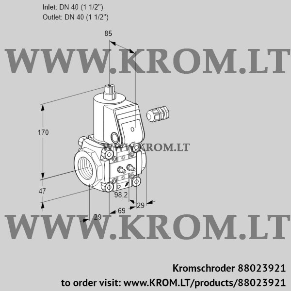 Kromschroder VAS 240R/NW, 88023921 gas solenoid valve, 88023921