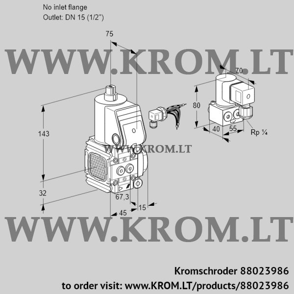 Kromschroder VAS 1-/15R/NQ, 88023986 gas solenoid valve, 88023986