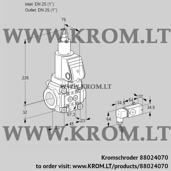 Kromschroder VAS 1T25N/LWSR, 88024070 gas solenoid valve, 88024070