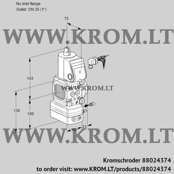 Kromschroder VAH 1-/25R/NWAE, 88024374 flow rate regulator, 88024374