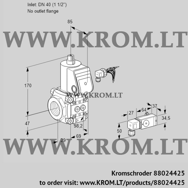 Kromschroder VAS 240/-R/NW, 88024425 gas solenoid valve, 88024425