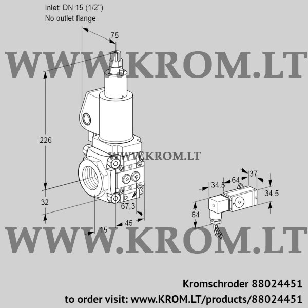 Kromschroder VAS 1T15/-N/LQSL, 88024451 gas solenoid valve, 88024451