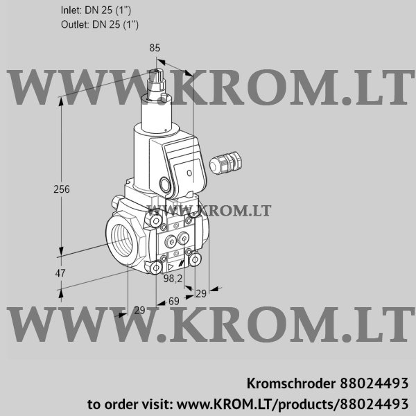 Kromschroder VAS 225R/LKGR, 88024493 gas solenoid valve, 88024493