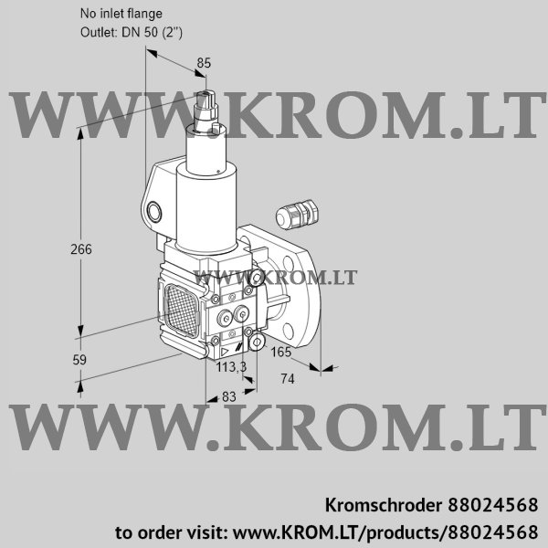 Kromschroder VAS 3-/50F/LKGL, 88024568 gas solenoid valve, 88024568