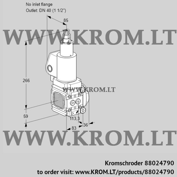 Kromschroder VAS 3T-/40N/LQSL, 88024790 gas solenoid valve, 88024790