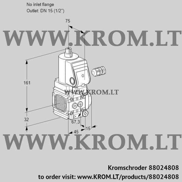 Kromschroder VAS 1-/15R/NWSR, 88024808 gas solenoid valve, 88024808