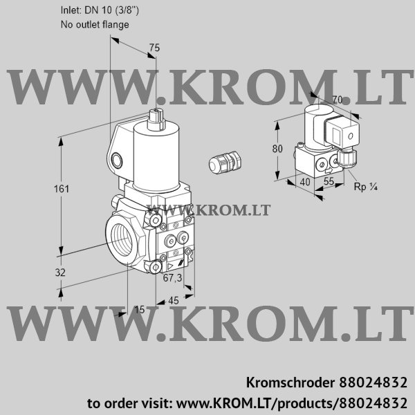 Kromschroder VAS 110/-R/NWSL, 88024832 gas solenoid valve, 88024832