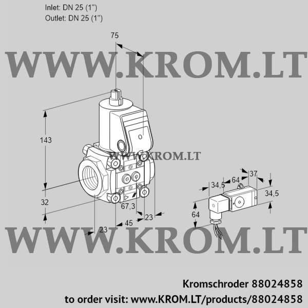 Kromschroder VAS 1T25N/NW, 88024858 gas solenoid valve, 88024858