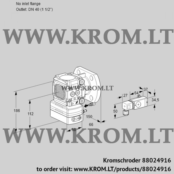 Kromschroder VRH 2-/40F05AE/4-/PP, 88024916 flow rate regulator, 88024916