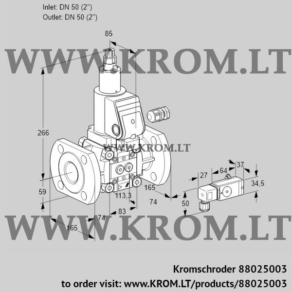 Kromschroder VAS 350F/LWGR, 88025003 gas solenoid valve, 88025003