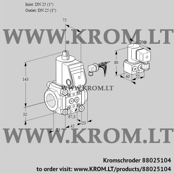 Kromschroder VAS 125R/NQ, 88025104 gas solenoid valve, 88025104