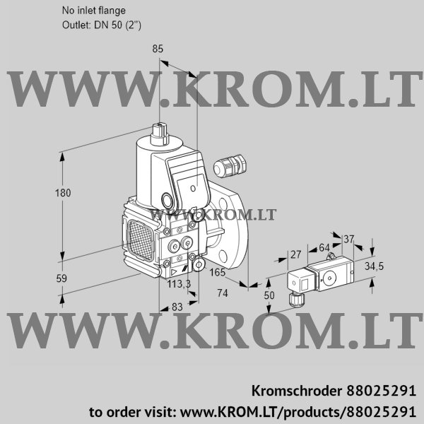 Kromschroder VAS 3-/50F/NW, 88025291 gas solenoid valve, 88025291