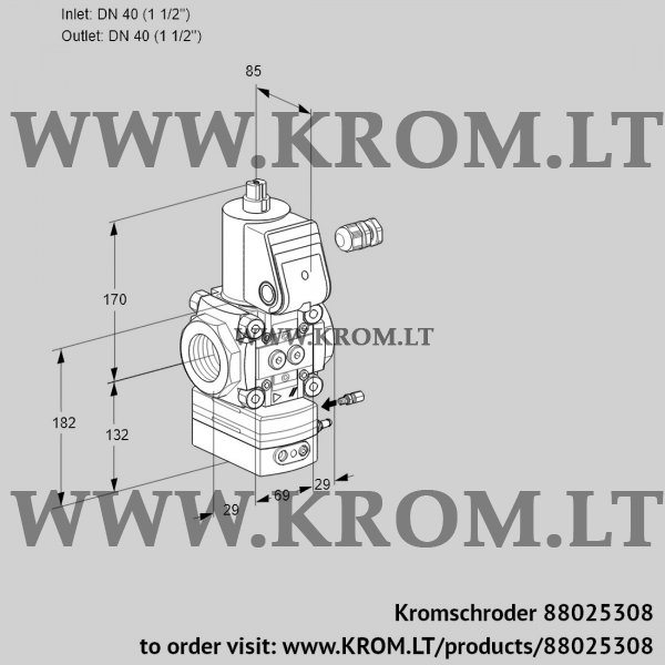 Kromschroder VAH 240R/NYAE, 88025308 flow rate regulator, 88025308