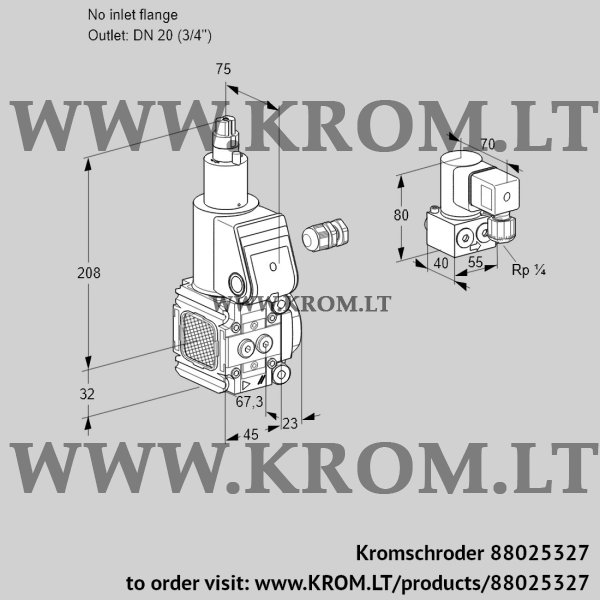 Kromschroder VAS 1-/20R/LW, 88025327 gas solenoid valve, 88025327