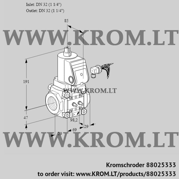 Kromschroder VAS 232R/NWSR, 88025333 gas solenoid valve, 88025333