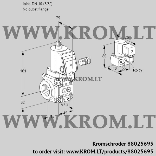 Kromschroder VAS 110/-R/NWSR, 88025695 gas solenoid valve, 88025695