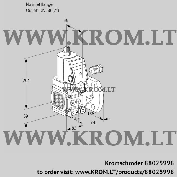 Kromschroder VAS 3-/50F/NKGR, 88025998 gas solenoid valve, 88025998