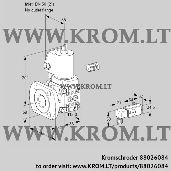 Kromschroder VAS 350/-F/NKGL, 88026084 gas solenoid valve, 88026084