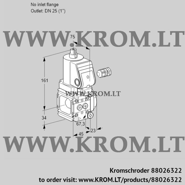 Kromschroder VAN 1-/25R/NWGR, 88026322 gas solenoid valve, 88026322