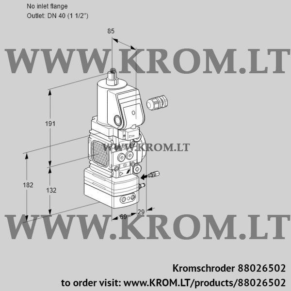 Kromschroder VAH 2-/40R/NPGRAE, 88026502 flow rate regulator, 88026502