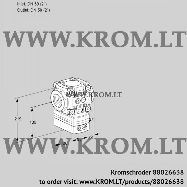 Kromschroder VRH 3T50N05AA/PP/PP, 88026638 flow rate regulator, 88026638