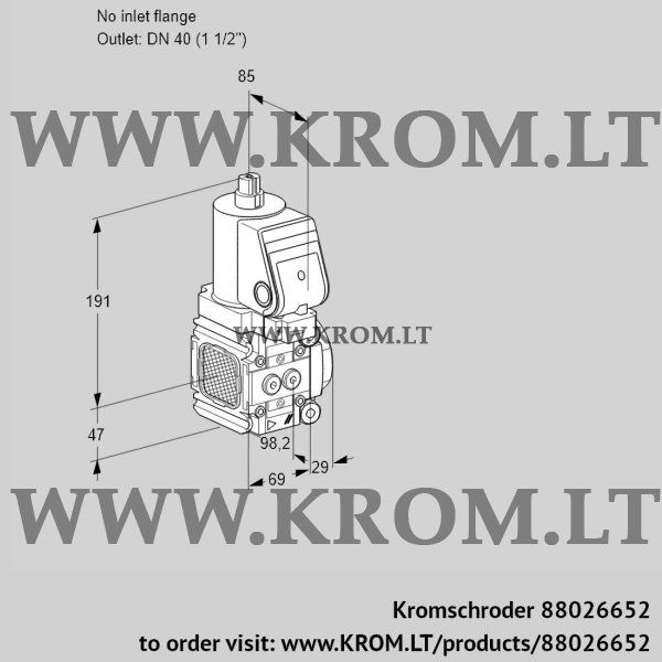 Kromschroder VAS 2T-/40N/NKGR, 88026652 gas solenoid valve, 88026652