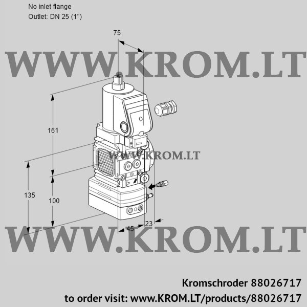 Kromschroder VAH 1-/25R/NPSRAE, 88026717 flow rate regulator, 88026717