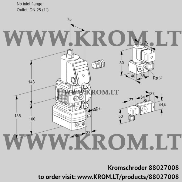 Kromschroder VAH 1-/25R/NWAE, 88027008 flow rate regulator, 88027008