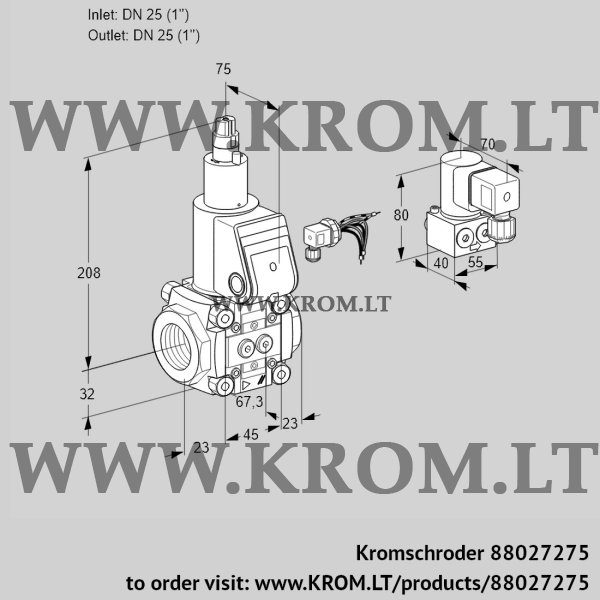 Kromschroder VAS 125R/LW, 88027275 gas solenoid valve, 88027275