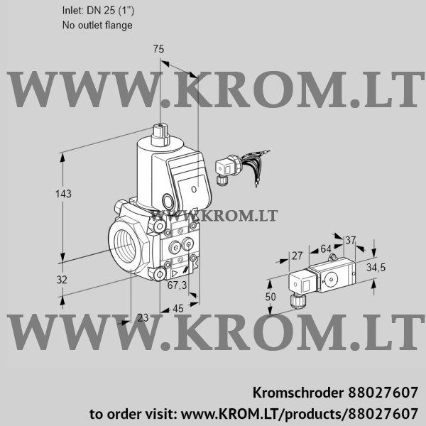 Kromschroder VAS 125/-R/NW, 88027607 gas solenoid valve, 88027607