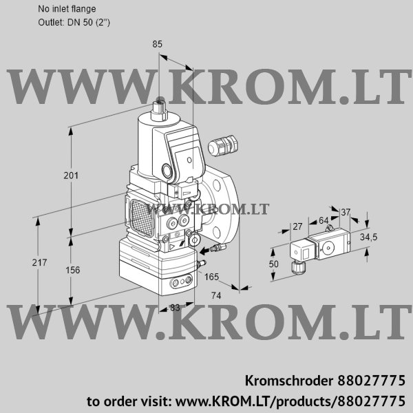 Kromschroder VAH 3-/50F/NWSRAE, 88027775 flow rate regulator, 88027775