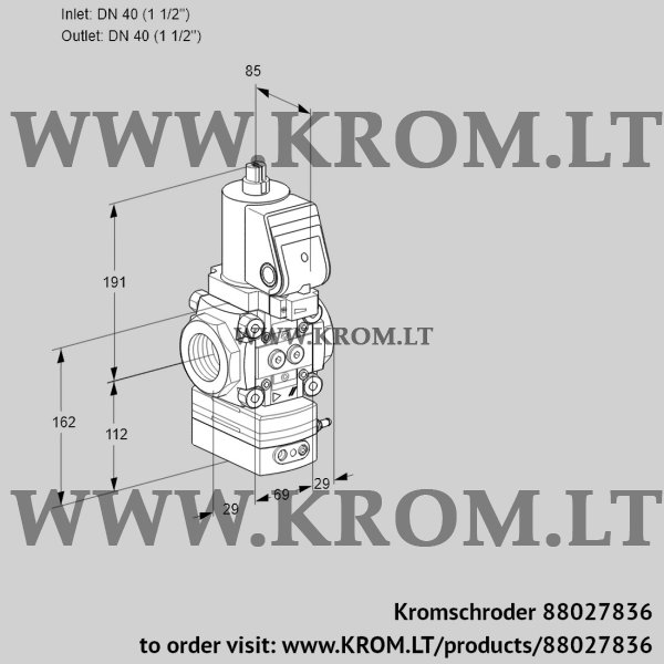 Kromschroder VAG 2T40N/NQGRAN, 88027836 air/gas ratio control, 88027836